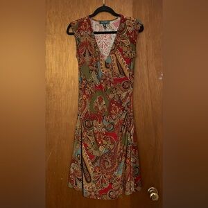 Vintage Lauren Ralph Lauren Paisley Print Sleeveless Wrap Dress PS